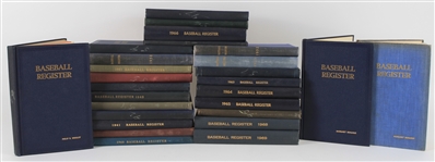1941-69 Sporting News Hardcover Baseball Register Collection - Lot of 27 w/ 2 Philip K. Wrigley Embossed