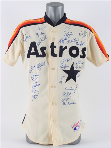 1989 Houston Astros #15 Team Signed Home Jersey w/ 32 Signatures Including Jeff Bagwell, Craig Biggio & More (MEARS LOA/JSA) 