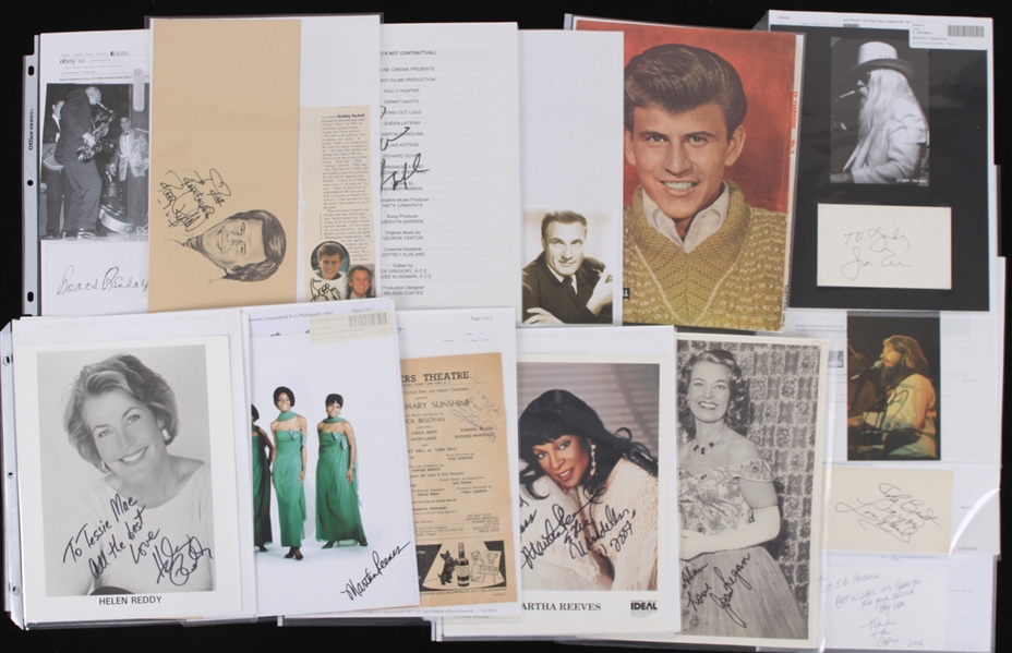 1940s-2000s Singing Stars Signed Photos Index Cards Cuts Collection - Lot of 80