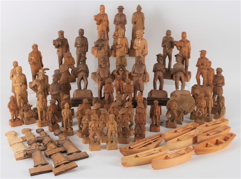1940s-50s RA Struck Carved Wooden Figure Collection (Lot of 65)