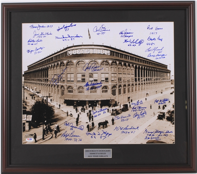 2005 Brooklyn Dodgers Ebbets Field Signed "All Time Greats" 16x19 Framed Photo (PSA/DNA)