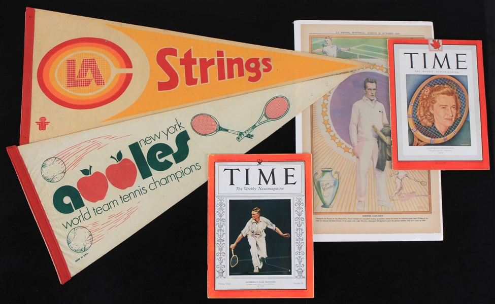 1920s-1970s New York Apples & LA Strings Tennis Pennants & Time Magazines 
