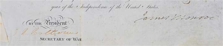 1820 James Monroe & John C. Calhoun Signed 10x16 Official Order (JSA)