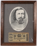 1862 George Edward Pickett Eighth U.S. Infantry 13x16 Framed Portrait w/ State of Arkansas One Dollar Note