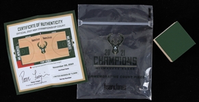 2021 Milwaukee Bucks NBA Championship Fiserv Forum Court Piece (MEARS LOA/Bucks COA)