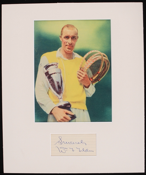 1893-1953 Bill Tilden Tennis Star Signed Matted Index Card (JSA)