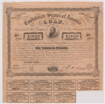 1863 Stonewall Jackson Confederate States of America Loan 