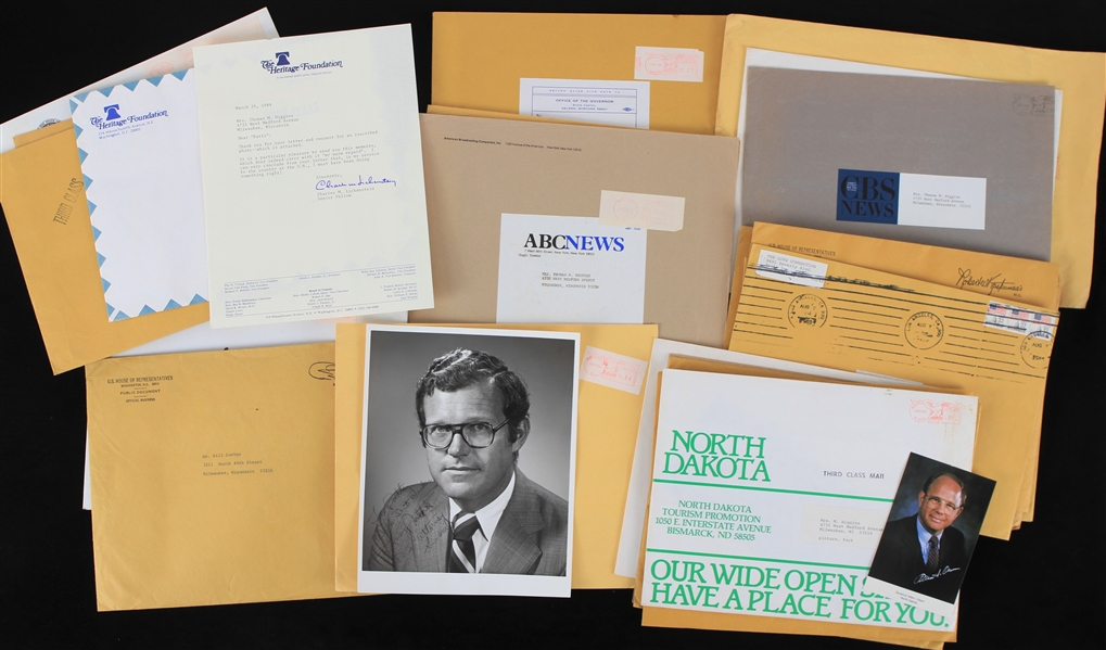1980s Autographed Promotional Photos Including ABC and CBS News (Lot of 60+)