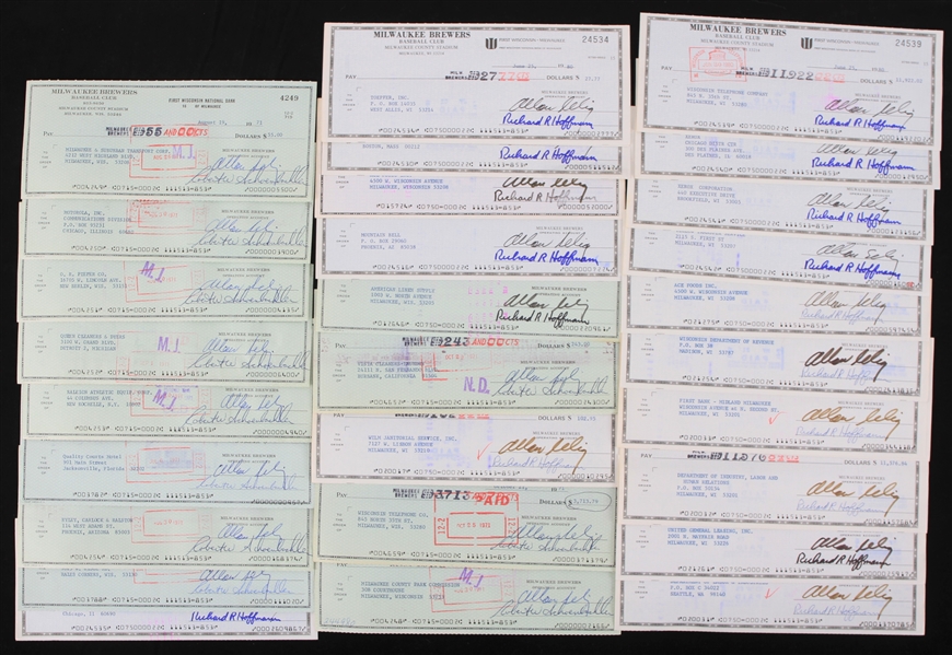 1970s-1980s Allan "Bud" Selig Milwaukee Brewers Signed Checks (Lot of 30)