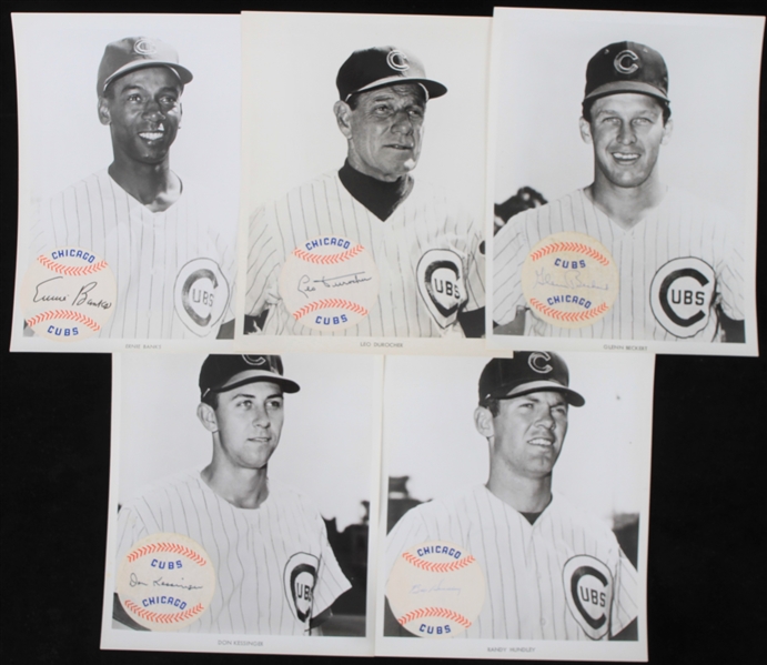 1969 Chicago Cubs 8" x 10" Player Photos - Lot of 13 w/ 11 Signed Including Ernie Banks, Fergie Jenkins, Leo Durocher & More (JSA)