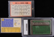1969-76 Rollie Fingers Oakland Athletics Topps Baseball Trading Cards - Lot of 3