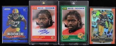 20131-14 Eddie Lacy Green Bay Packers Rookie Football Trading Cards - Lot of 4 w/ 1 Signed