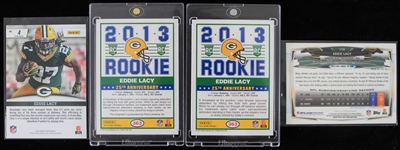 20131-14 Eddie Lacy Green Bay Packers Rookie Football Trading Cards - Lot of 4 w/ 1 Signed