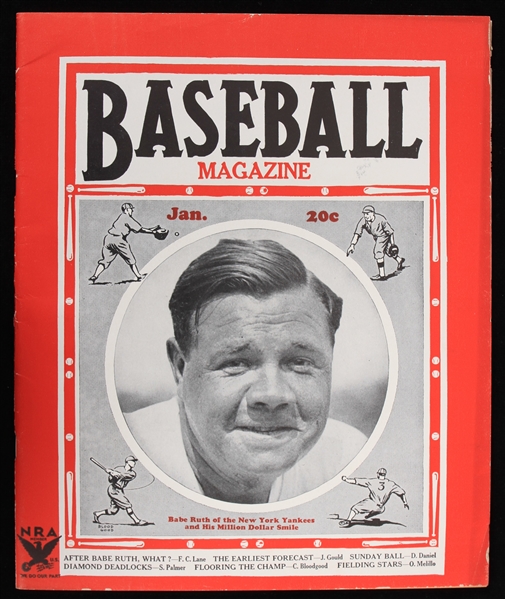 1934 Babe Ruth Baseball Magazine January Vol. LII No. 2 