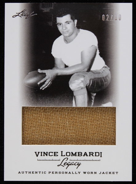 2012 Vince Lombardi Green Bay Packers Authentic Personally Worn Jacket Leaf Football Trading Card