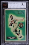1955 Emlen Tunnell New York Giants Bowman Trading Card (BVG Slabbed 7 Near Mint)