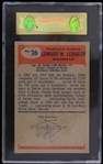 1955 Eddie Lebaron Washington Redskins Bowman Football Trading  Card (SG Slabbed 88 NM/MT)