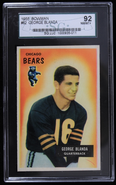 1955 George Blanda Chicago Bears Bowman Football Trading Card (SG 92 NM/MT+)