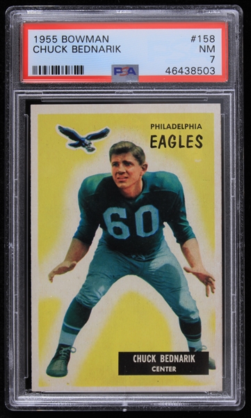 1955 Chuck Bednarik Philadelphia Eagles Bowman Football Trading Card (PSA Slabbed NM 7)