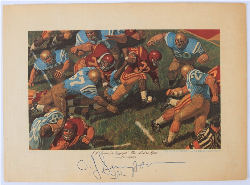 1968 OJ Simpson USC Trojans Signed 6.75" x 9.5" Chevrolet Art Print (JSA)