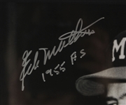 1955 Eddie Mathews Milwaukee Braves Signed & Inscribed 18 x 27 Framed Black & White Photo w/ Mickey Mantle at 1955 All Star Game (MEARS LOA)
