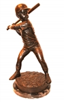 1980s 40" Large Figural Boy Holding a Baseball Bat Statue Cast Brass