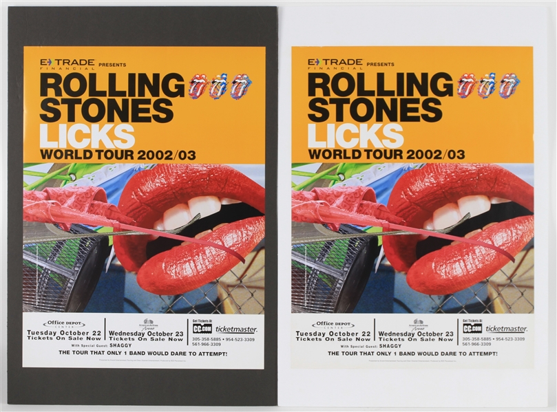 2002-03 The Rolling Stones Licks World Tour 20" x 30" Mounted Tour Posters - Lot of 2