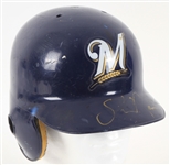 2002 Shane Nance Milwaukee Brewers Signed Game Worn Batting Helmet (MEARS LOA/JSA)