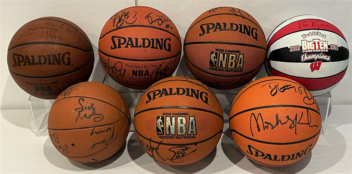 1980s-1990s Milwaukee Bucks & Wisconsin Badgers Signed Basketballs (Lot of 20)