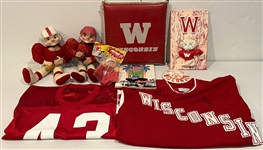 1960s-1990s Wisconsin Badgers Pinback, Seat Cushion and Jerseys Signed by Barry Alvarez & Jeff Sauer & more (Lot of 9)(JSA)