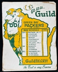 1966 Green Bay Packers 22" x 28" Go Go Go Guild Brandy Schedule Broadside