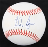 1993-94 Nolan Ryan Texas Rangers Signed OAL Brown Baseball (JSA)