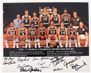 1970-71 Milwaukee Bucks World Champions Signed 16x20 Team Photo w/ Oscar Robertson, Larry Costello, Kareem Abdul Jabbar & more (JSA)