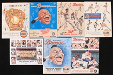 1954-63 Milwaukee Braves Program Collection - Lot of 6 w/ Jim Wilson No Hitter & Hank Aaron Career HR #61 