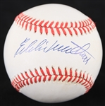 1993-94 Eddie Mathews Milwaukee Braves Signed ONL White Baseball (JSA)