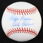 2000s Bobby Thomson Ralph Branca Giants/Dodgers Signed OML Selig Baseball (JSA)