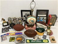 1960s-1990s Football Signed Photos, Steins, Figures Including Green Bay Packers, Wisconsin Badgers & more (Lot of 40+)