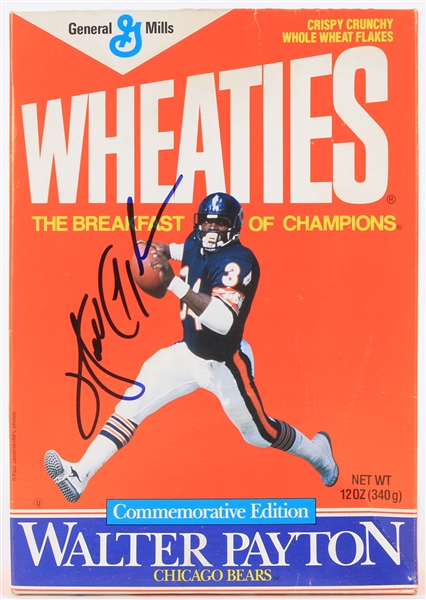 1988 Walter Payton Chicago Bears Signed Wheaties Cereal Box (JSA)