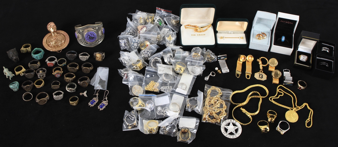 1900s-2000s Jewelry Collection - Lot of 75+ Pieces w/ Rings, Cufflinks, Chains & More