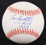 1995-99 Extremely High Grade Near Mint Lou Burdette Milwaukee Braves Signed ONL Coleman Baseball (*JSA*)  w/ WS MVP Incription