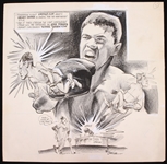 1966 Muhammad Ali Henry Cooper Jose Torres Wayne Thornton 17" x 17" Original Bil Canfield Newspaper Illustration