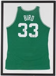 1990s Larry Bird Boston Celtics 30" x 42" Framed Signed Jersey (JSA/Upper Deck)