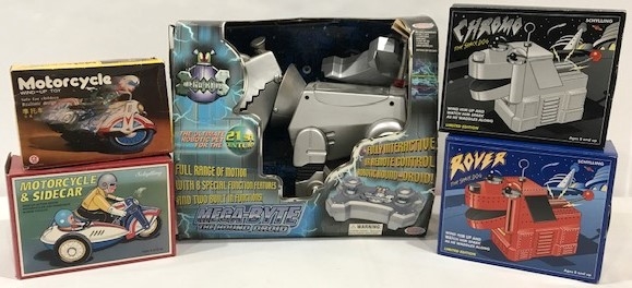 1990s Robot Dogs & Motorcycle Boxed Toys (Lot of 5)