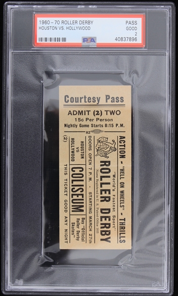 1960-1970 Roller Derby Houston vs Hollywood Pass (PSA Good 2)