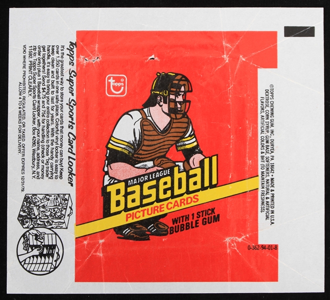 1978 Topps Original Baseball Picture Cards Wax Pack Wrapper
