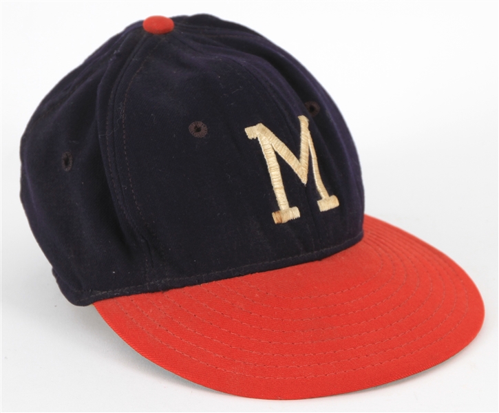 1960-61 Johnny Logan Milwaukee Braves Game-Worn Signed Cap (MEARS LOA/JSA)