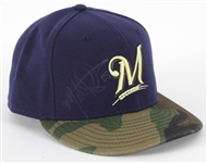 2011 Mark Kotsay Milwaukee Brewers Game Worn Signed Cap (MEARS LOA) Rare Camo Style