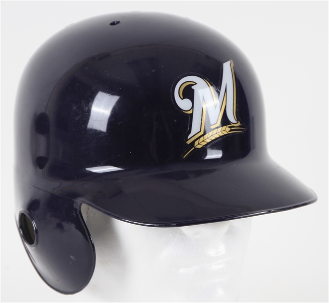 2008 Brad Nelson Milwaukee Brewers Postseason Game Worn Batting Helmet (MEARS LOA/MLB Hologram)