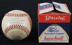 1958 Mickey Mantle New York Yankees Milwaukee County Stadium World Series Homerun (Game 2) ONL Warren Giles Baseball (In Original Box (MEARS LOA) Officer Wobszal Collection 