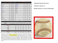 1958 Mickey Mantle New York Yankees Milwaukee County Stadium World Series Homerun (Game 2) ONL Warren Giles Baseball (In Original Box (MEARS LOA) Officer Wobszal Collection 